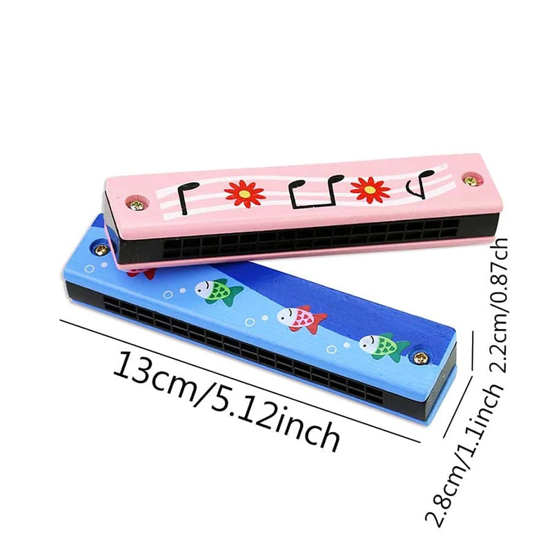 Kids Wooden Harmonica Musical Instrument Toy for Beginners