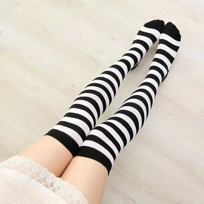 Over the Knee Stockings for Women – Striped Long Socks