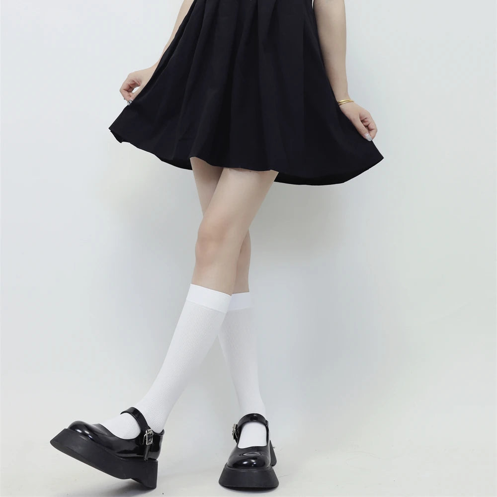 Knee High Socks for Women – Solid Color Long Socks 2-Pack