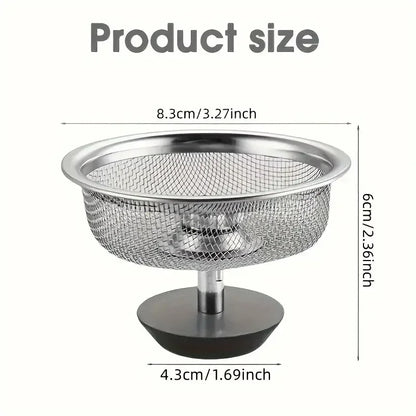 Kitchen Sink Strainer Basket with Handle & Stopper 2-Pack