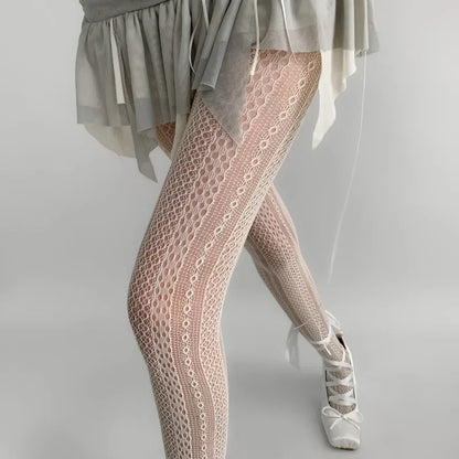 Floral Fishnet Tights for Women – Ripped Pattern Pantyhose