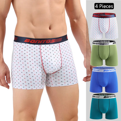Men’s Cotton Boxer Shorts – Soft 4-Piece Underwear Set