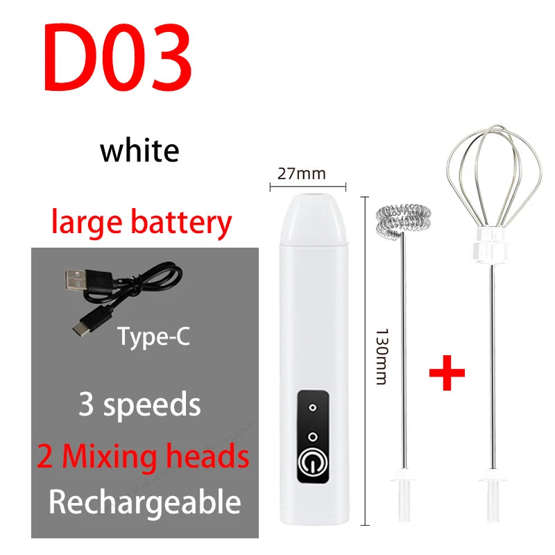 Mini Milk Frother – USB Rechargeable 3-Speed Coffee Whisk