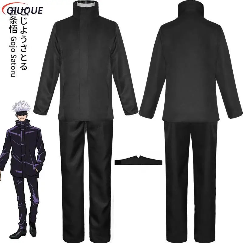 110-3XL Black / Blue Gojo Satoru Cosplay Costume Eye Patch Wigs Glasses Anime Halloween Party Unisex Uniforms