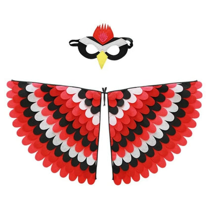Cute Felt Cloth Halloween Cloak with Mask Bird Wings Owl Halloween Children Costume Robe Cosplay Cape Mask Set Costume Ball
