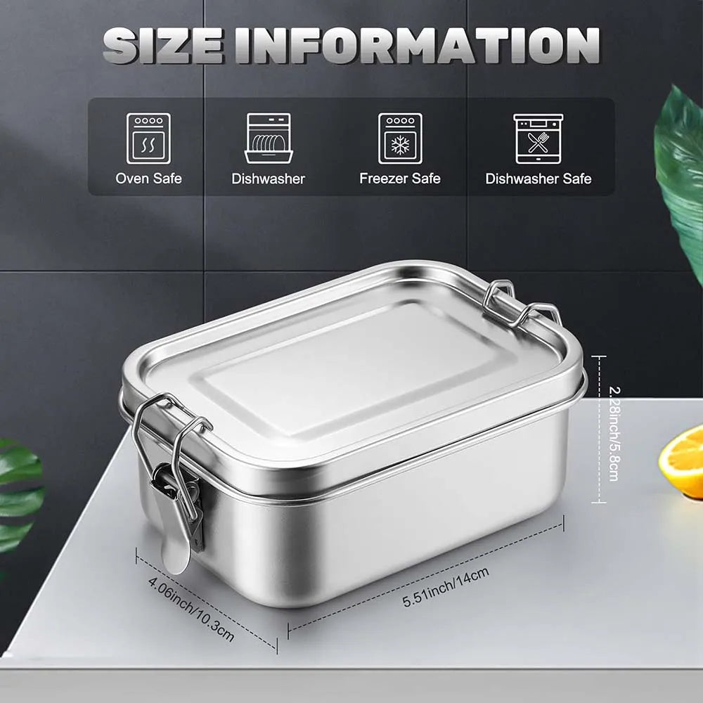 Stainless Steel Bento Box – 4-Piece Metal Lunch Food Containers