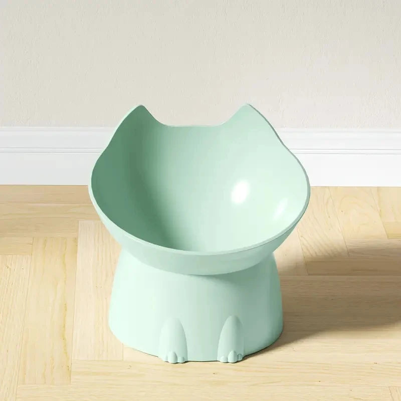 Elevated Cat Bowl Raised Plastic Feeding Dish with Tilted Edge