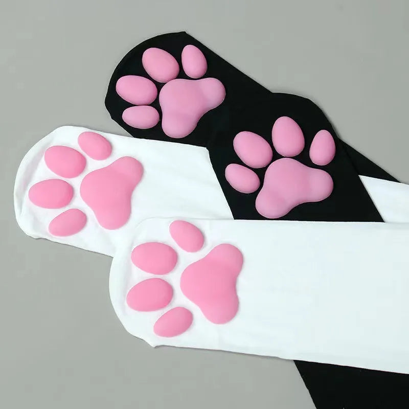 Cat Paw Pad Sock Cute Lolita Thigh High Socks For Adult Children Women Cosplay 3D Kitten Claw Striped Knee Length Socks