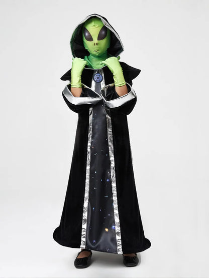 New Green ET Alien Lord Costume Cosplay For  Evil Witch Horror Scary Mask Suit Halloween Costume For