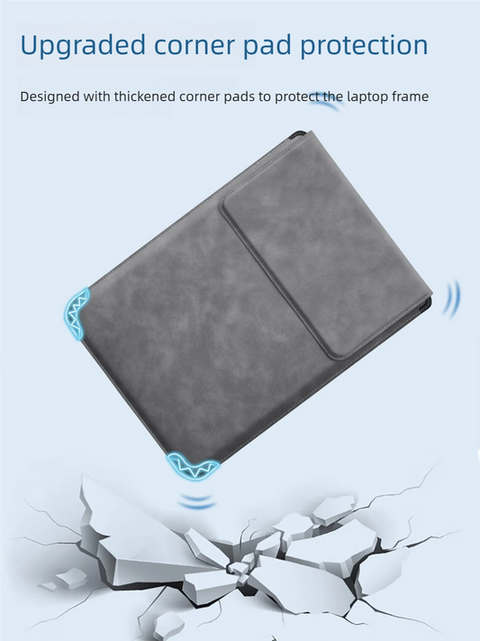 PU Laptop Sleeve Case – Water-Resistant Stand Cover for 13–16 Inch