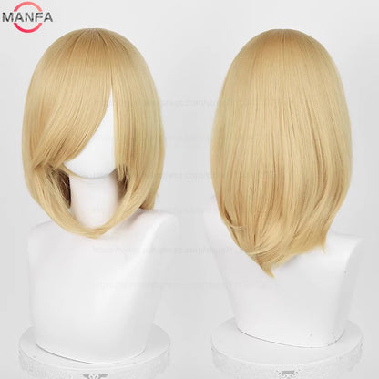 40cm Medium Basic Anime Cosplay Wig Bang Blond  Black White Red Pink Green Brown Gold Blue Heat Resistant Synthetic Hair Wigs