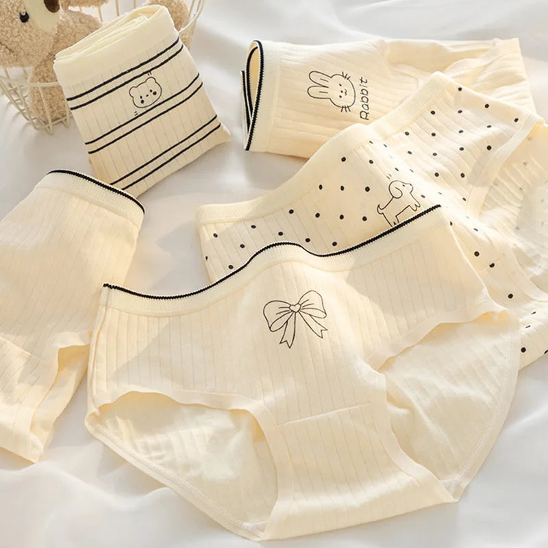 Cotton Panties for Women – Breathable Cartoon Briefs 5-Pack