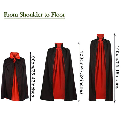 Halloween Christmas Cloak Black Red Reversible, Vampires Cape Cloak for Christmas Halloween Witch Party Cosplay Costume Cloak