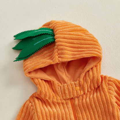 Baby Orange Appliques Costume, Long Sleeve Hooded Jumpsuit with Shoe Covers Halloween Cosplay Costume