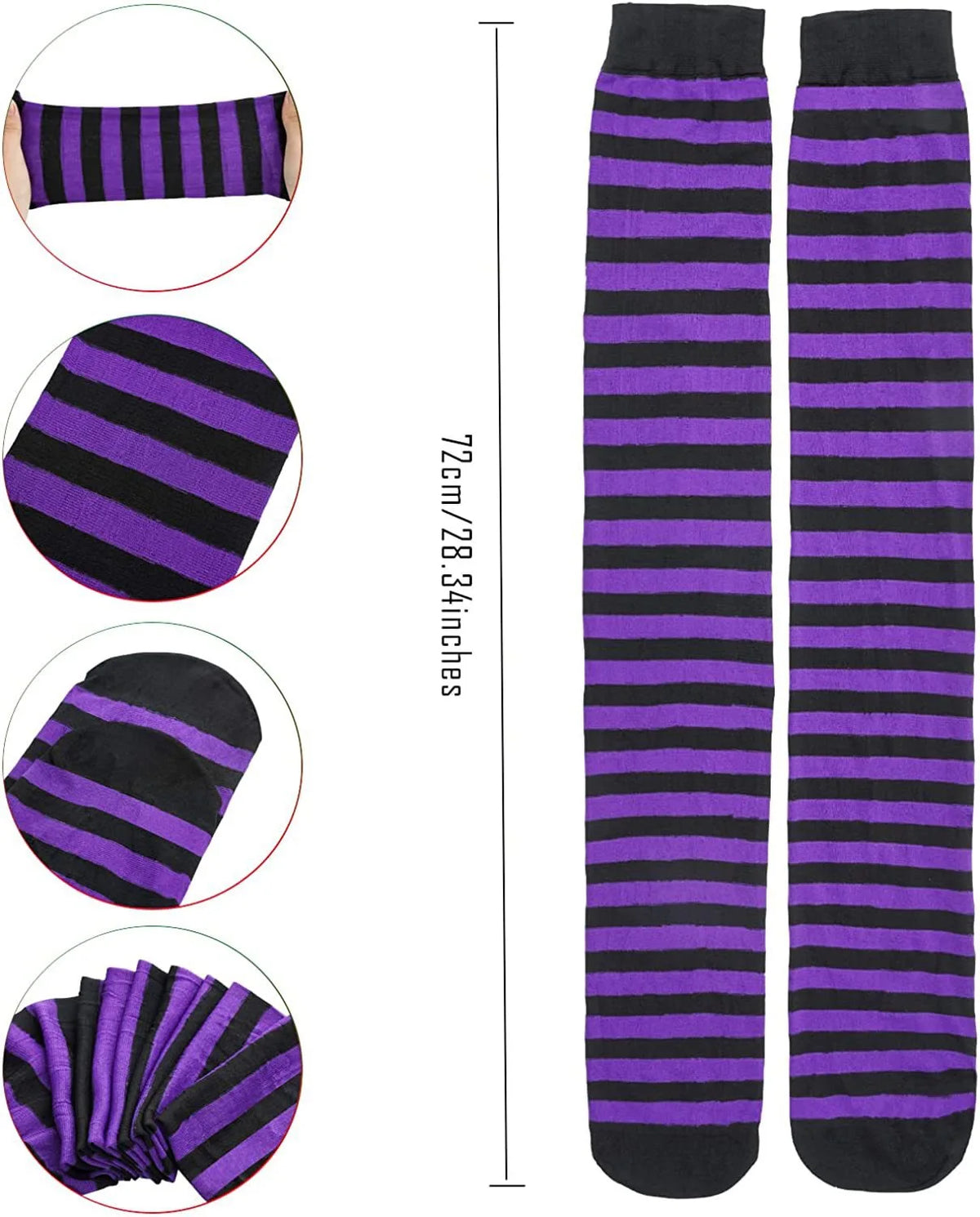 Women's Over Knee Socks – Striped Christmas & Halloween Hosiery