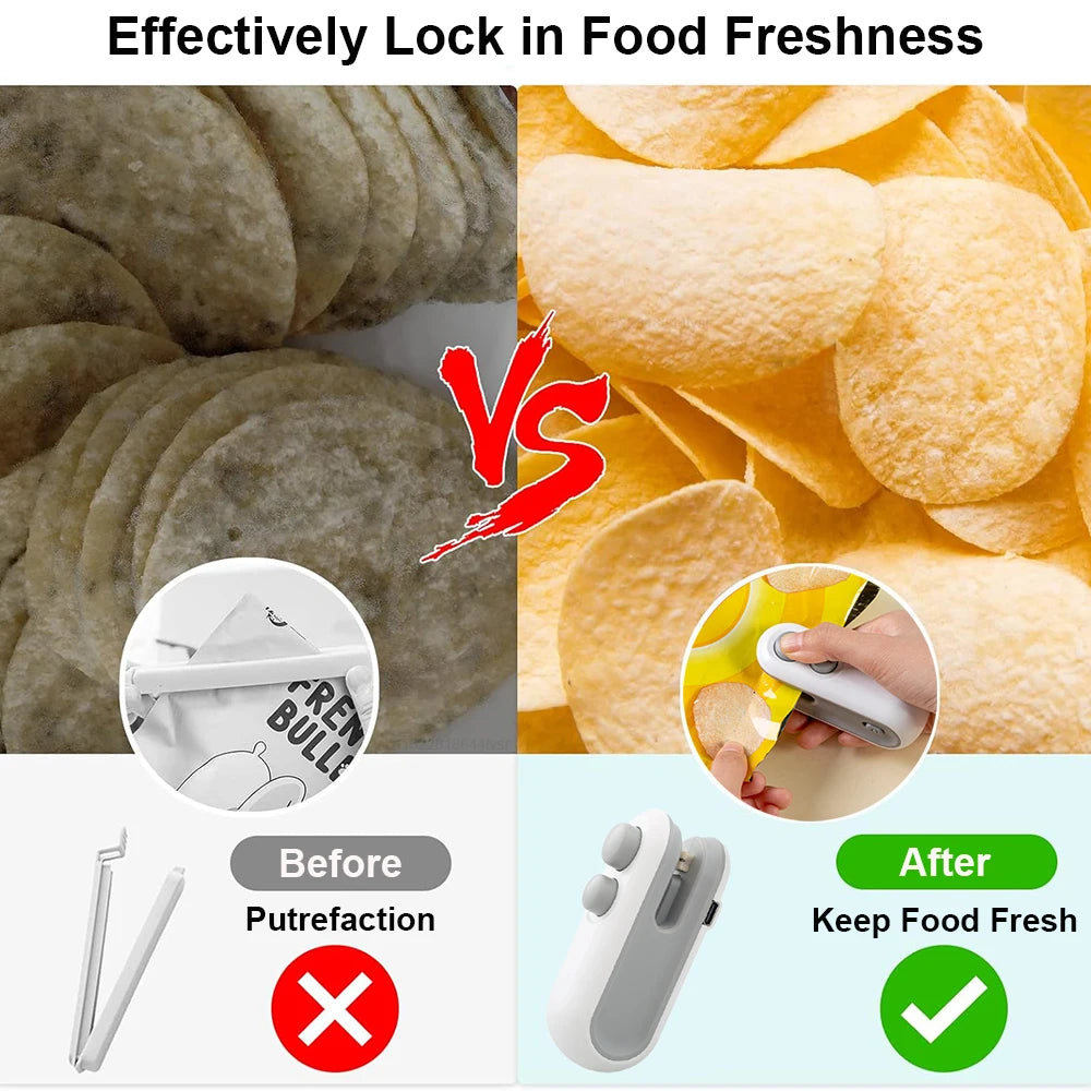 Mini Bag Sealer Rechargeable Handheld Heat Sealer for Food Bags
