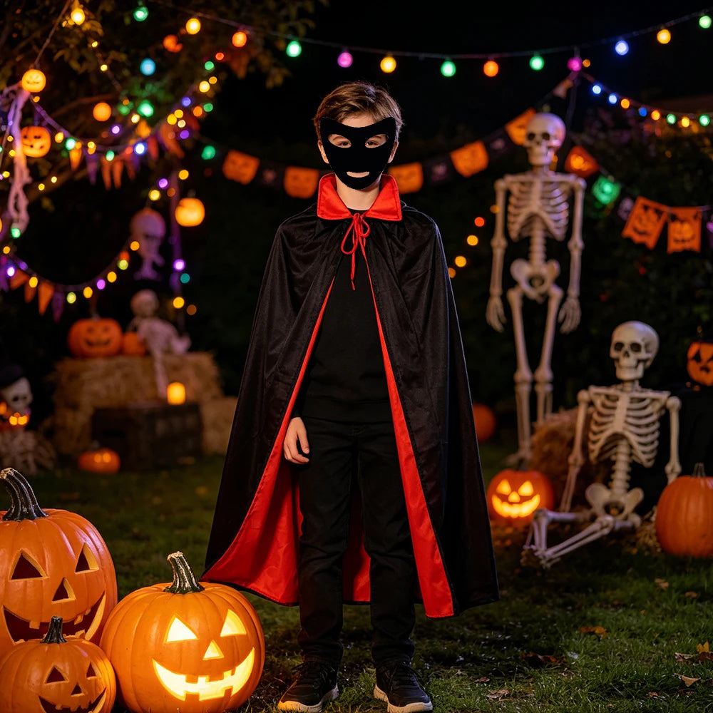 Halloween Christmas Cloak Black Red Reversible, Vampires Cape Cloak for Christmas Halloween Witch Party Cosplay Costume Cloak