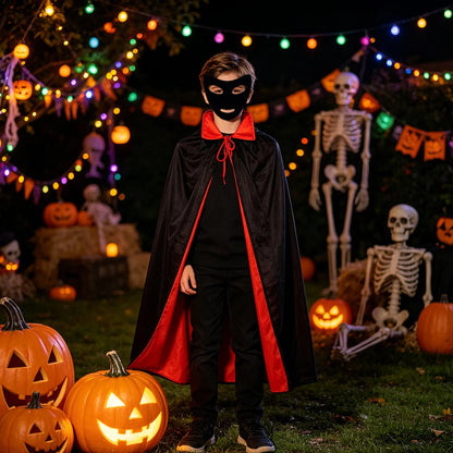 Halloween Christmas Cloak Black Red Reversible, Vampires Cape Cloak for Christmas Halloween Witch Party Cosplay Costume Cloak