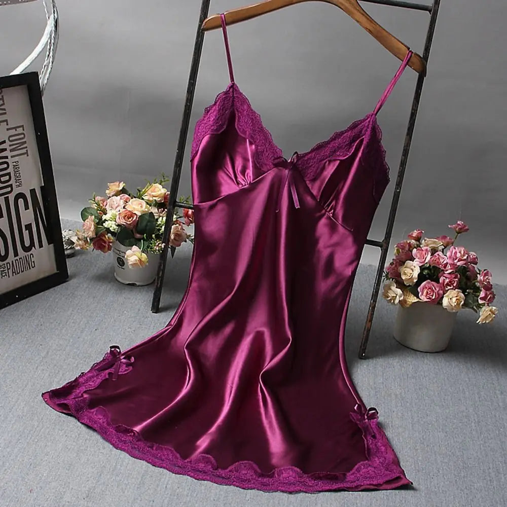 Women’s Nightgown – Lace V-Neck Camisole Sleepwear