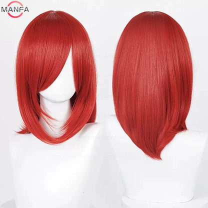 40cm Medium Basic Anime Cosplay Wig Bang Blond  Black White Red Pink Green Brown Gold Blue Heat Resistant Synthetic Hair Wigs