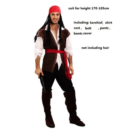 Pirate Costumes for Women Men Adult Halloween Male Captain Jack Sparrow Costume Pirates of the Caribbean Cosplay Clothes Set