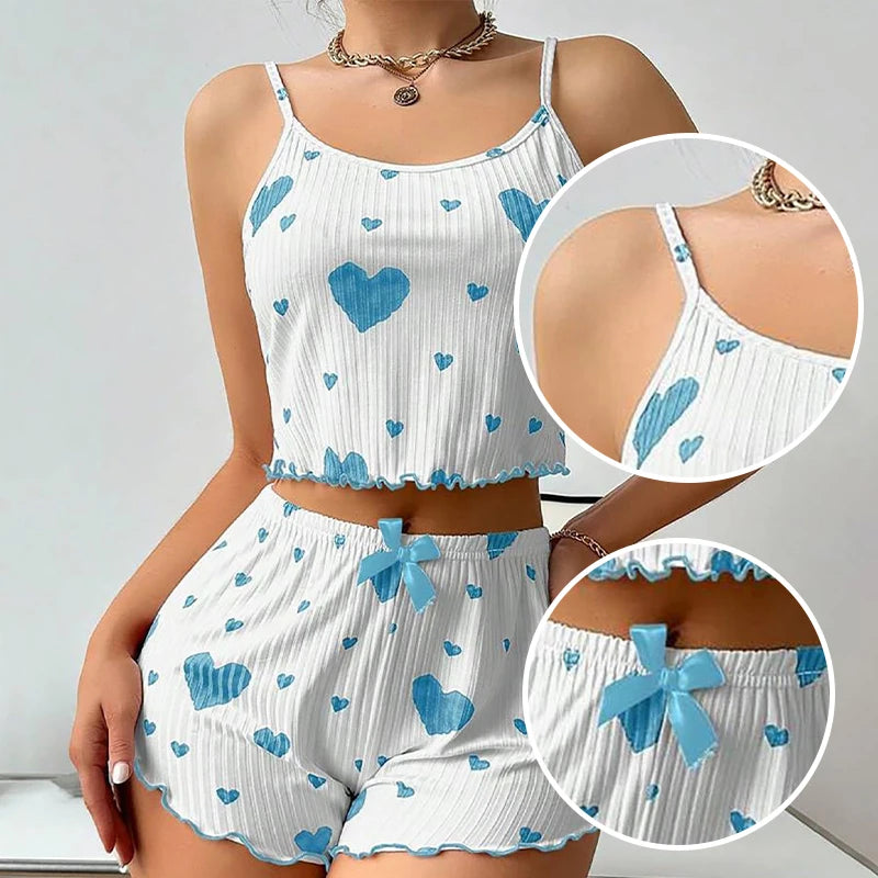 Women’s Pajama Set – 2 Piece Tank Top & Shorts Sleepwear