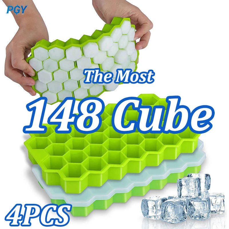 Silicone Ice Cube Mold – 148-Cube Large Ice Tray with Lid