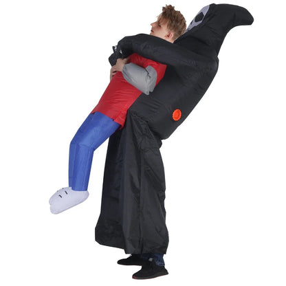 Adult Funny Inflatable Black Robe Mask Ghost Costume Props Halloween Day of the Dead Carnival Party Masquerade Cosplay