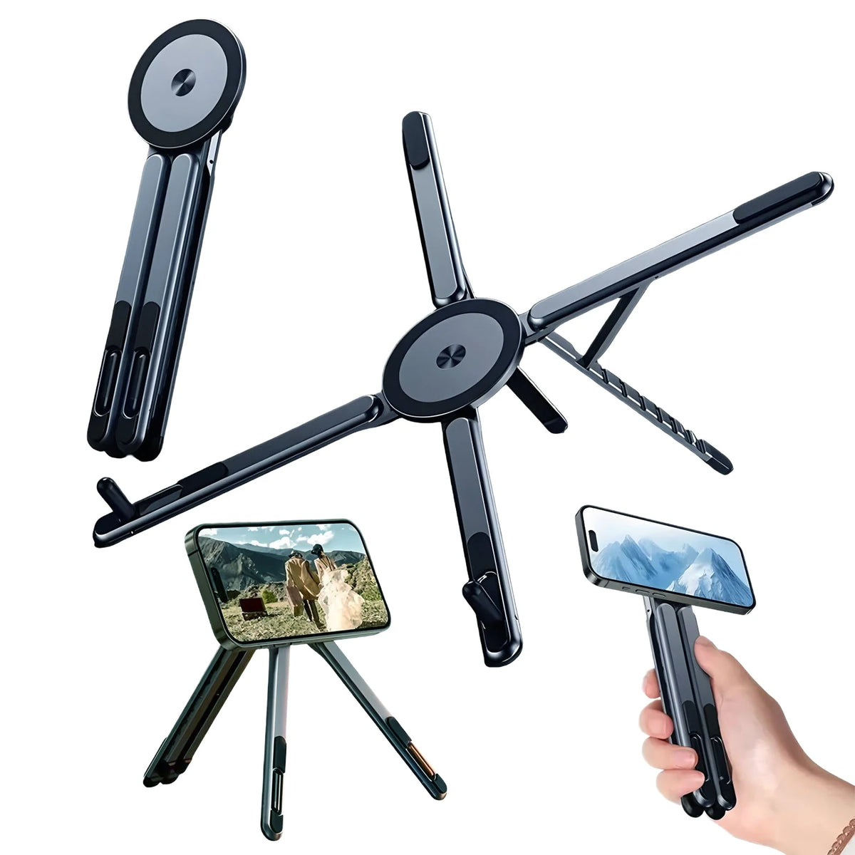 Foldable Magnetic Laptop Stand – Adjustable ABS Desktop Holder