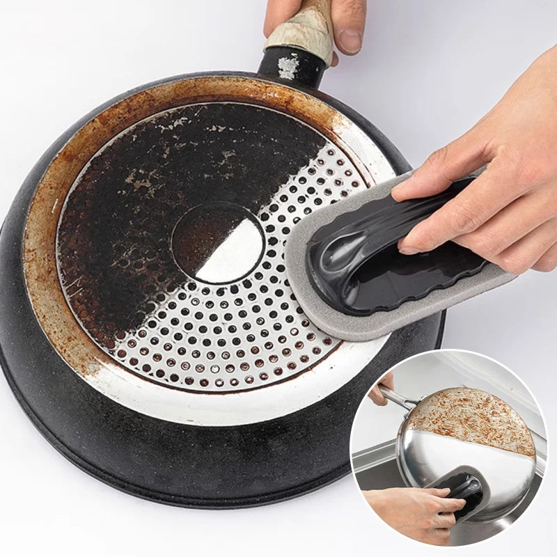 Kitchen Cleaning Brush Sponge Scrubber With Ergonomic Handle