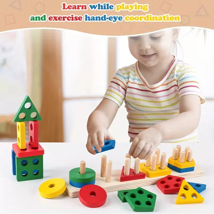 Montessori Wooden Puzzle – Geometry Learning Toy for Kids