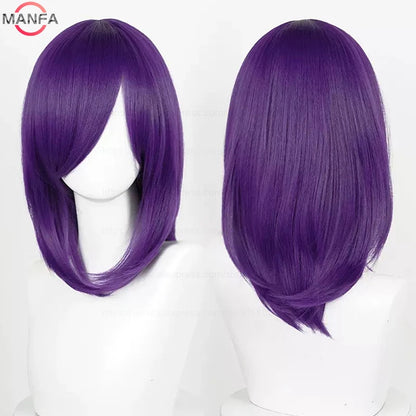40cm Medium Basic Anime Cosplay Wig Bang Blond  Black White Red Pink Green Brown Gold Blue Heat Resistant Synthetic Hair Wigs