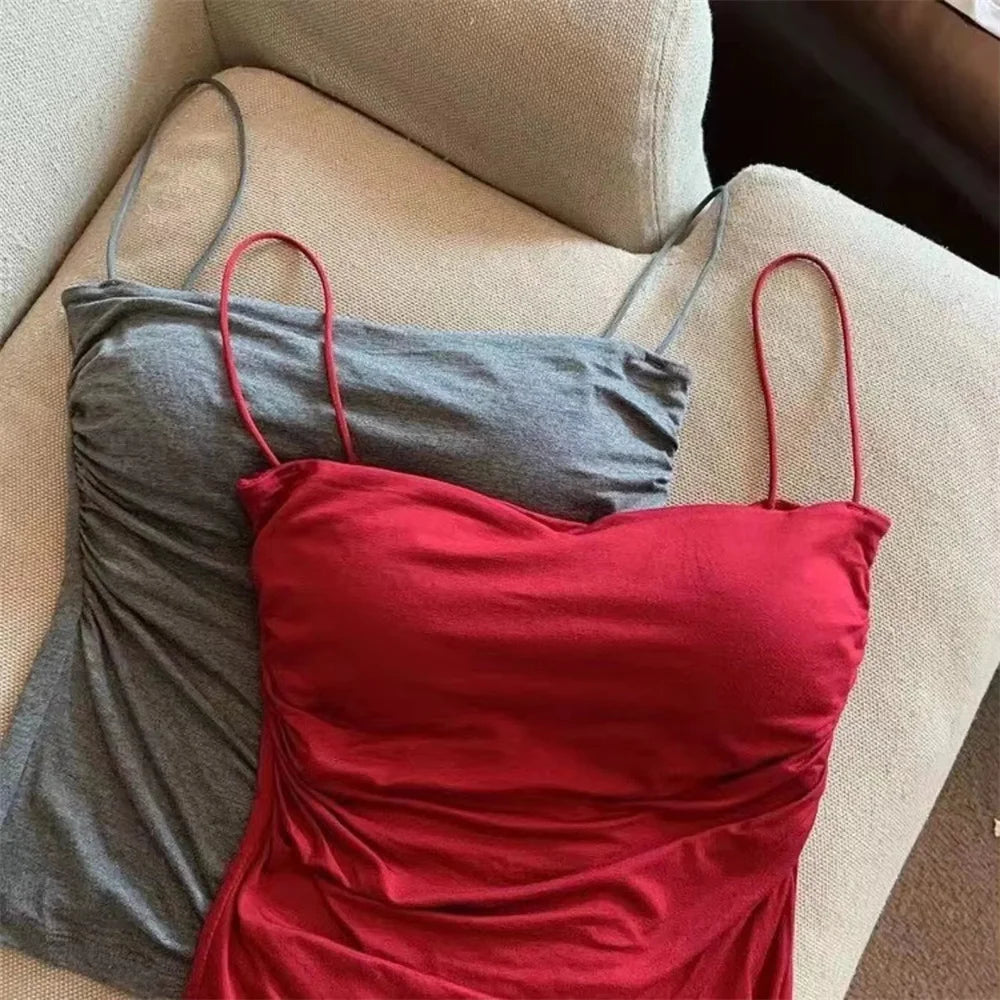 Women’s Sleeveless Tank Top – Stretch Solid Color Crop Top