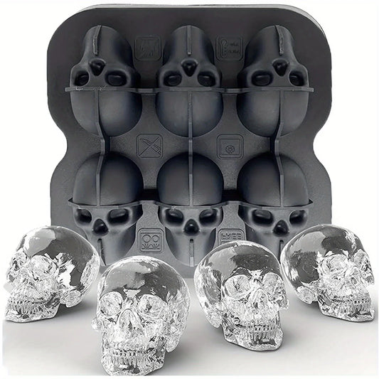 Skull Ice Mold Silicone 3D Ice Cube Tray for Cocktails & Drinks