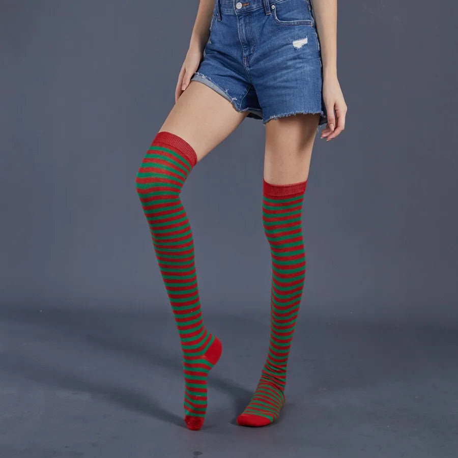 Over the Knee Stockings for Women – Striped Long Socks