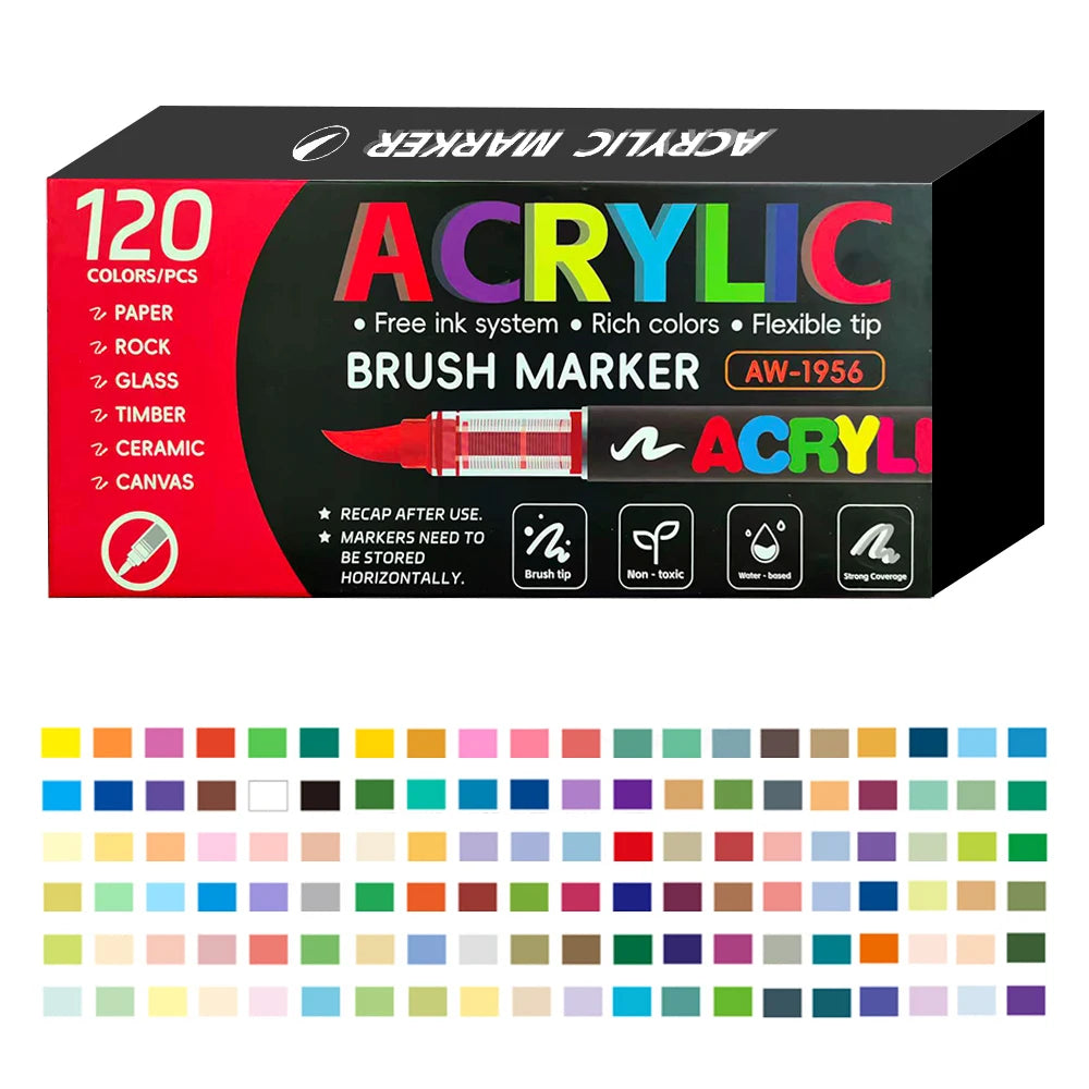 Acrylic Paint Markers – Brush Tip Pens for Wood, Rock & Canvas