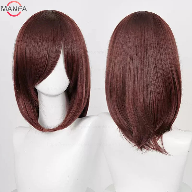 40cm Medium Basic Anime Cosplay Wig Bang Blond  Black White Red Pink Green Brown Gold Blue Heat Resistant Synthetic Hair Wigs