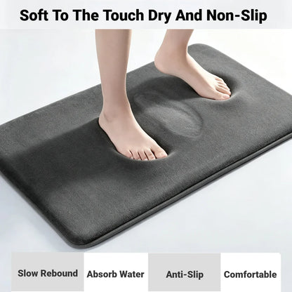Bathroom Bath Mat Absorbent Coral Velvet Non Slip Floor Mat