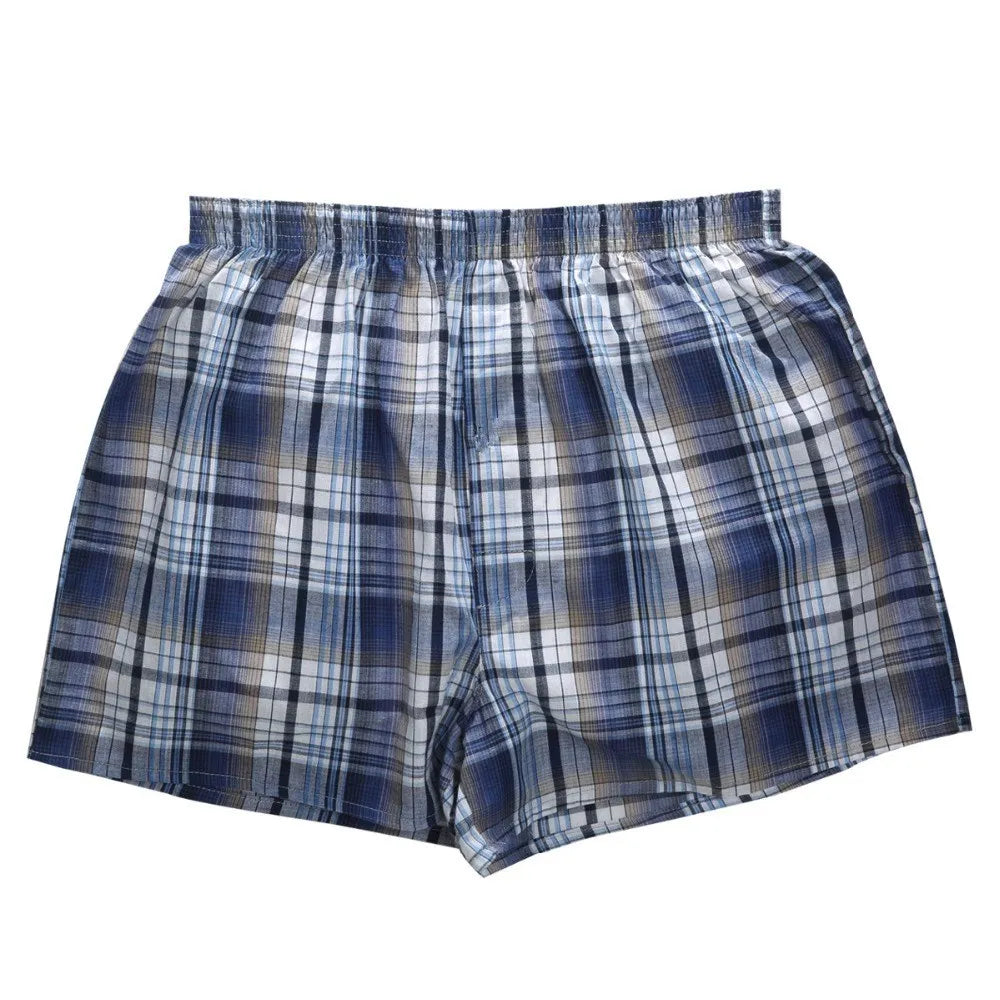 Men’s Cotton Boxer Shorts 4 Pack – Classic Plaid Loose Fit