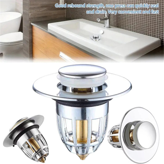 Bathroom Sink Drain Stopper with Hair Catcher & Filter