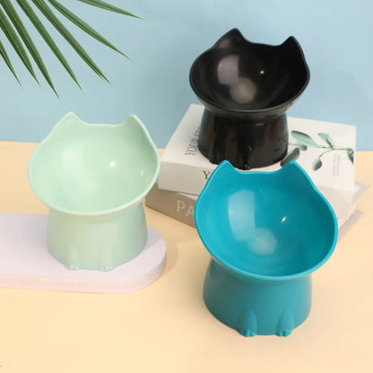 Elevated Cat Bowl Raised Plastic Feeding Dish with Tilted Edge