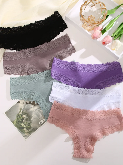 Cotton Panties for Women – Floral Lace Briefs 3-Pack