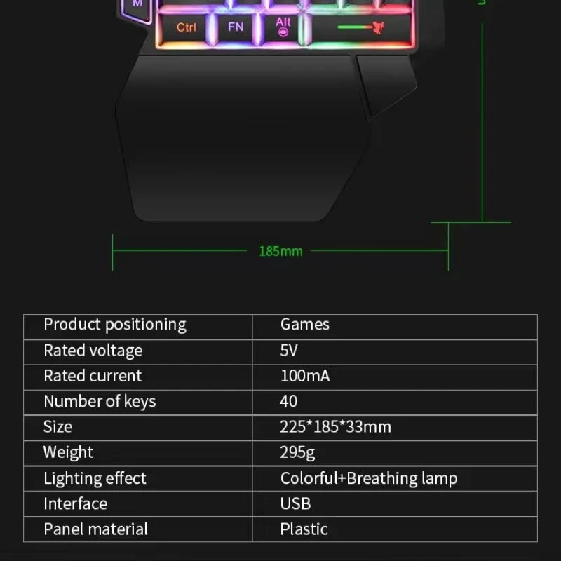 Mini Gaming Keyboard 35-Key USB Wired Backlit Keyboard for PC