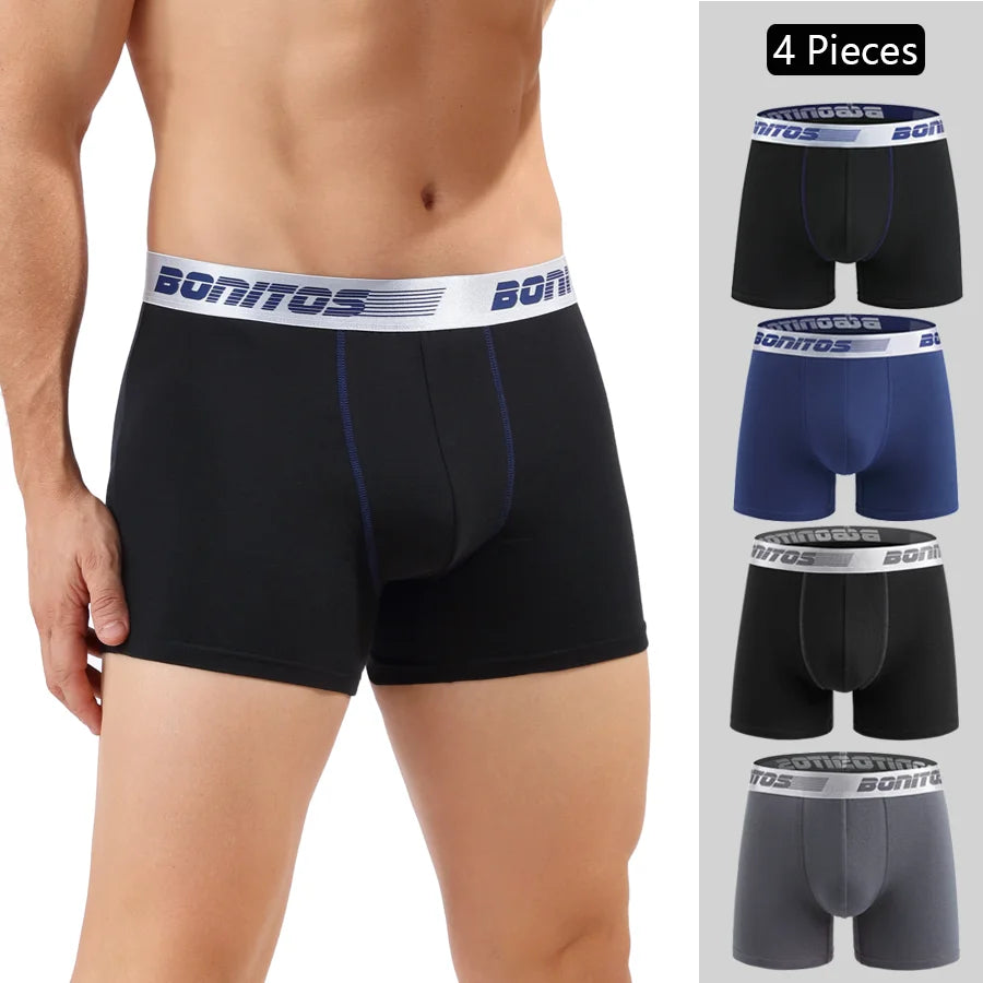 Men’s Cotton Boxer Shorts – Soft 4-Piece Underwear Set