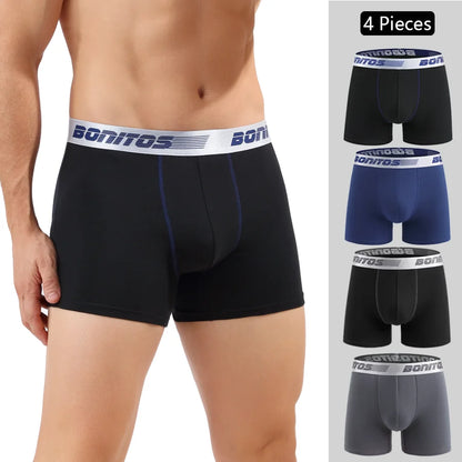 Men’s Cotton Boxer Shorts – Soft 4-Piece Underwear Set