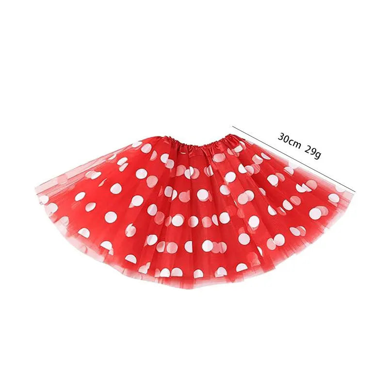 Polka Dots Tutu with Mouse Ears Headband Girls Halloween Costume Birthday Dress Up Accessories nose headpiece skirt vestidos