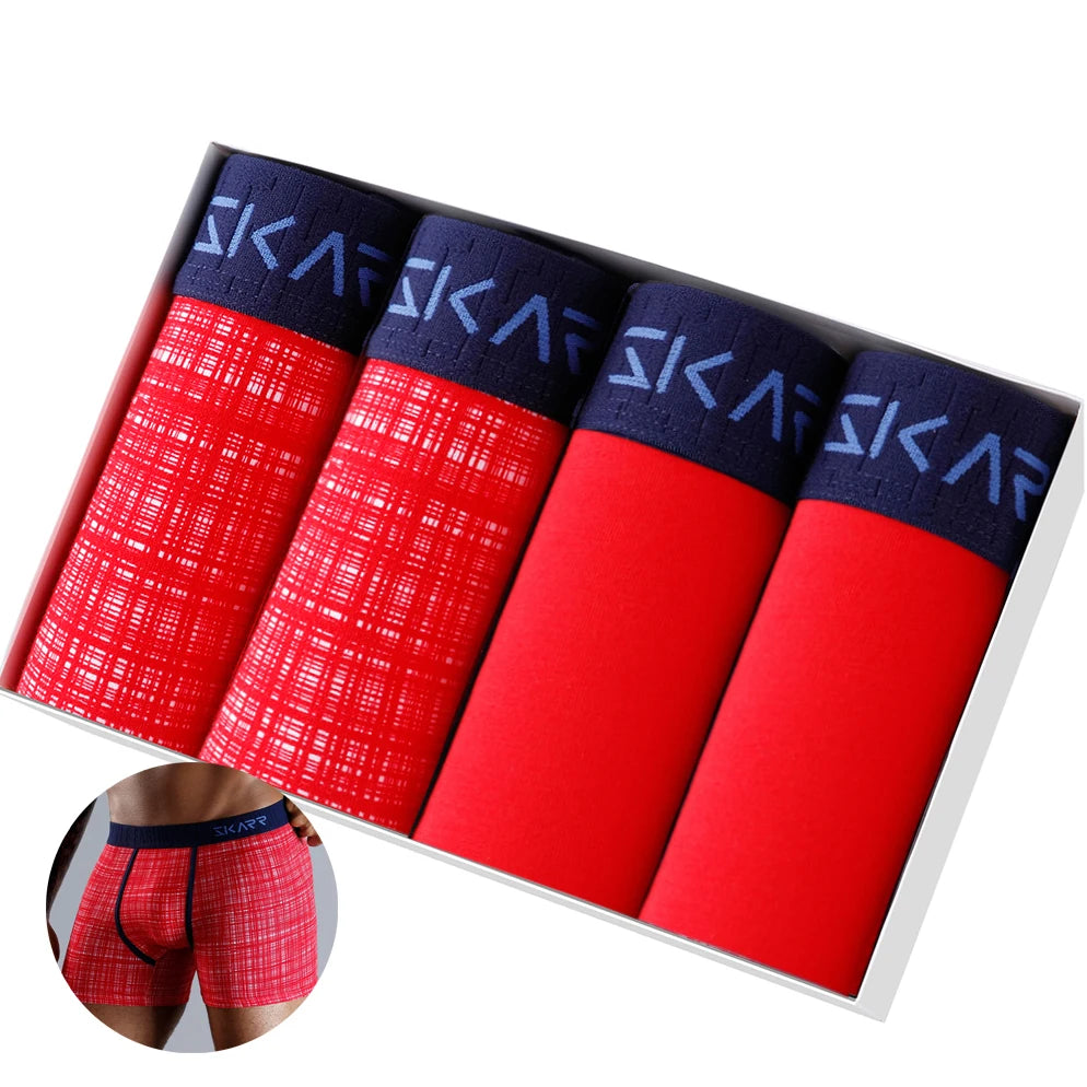 Men’s Cotton Boxer Shorts – Soft 4-Piece Underwear Set