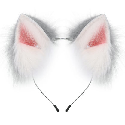 Handmade Faux Fur Animal Ears Headband Furry Cat Fox Ear Hairhoop Headwear Costume Accessory for Cosplay Masquerade