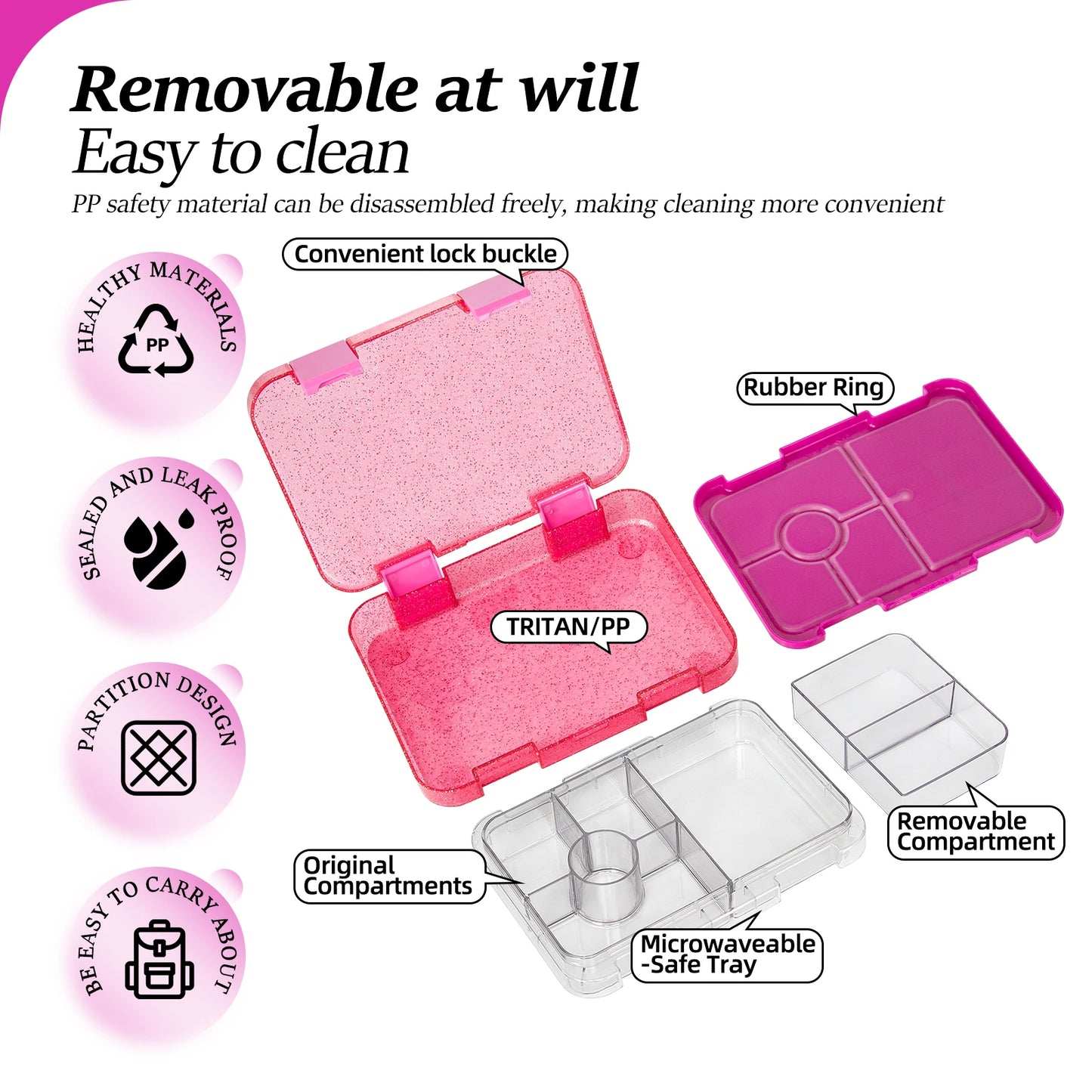Portable Lunch Box, Leakproof Bento Box for School & Office