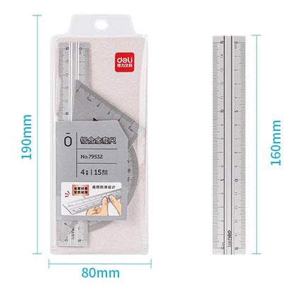 Ruler Set 4-Piece – Student Geometry Rulers & Angle Measuring Tools